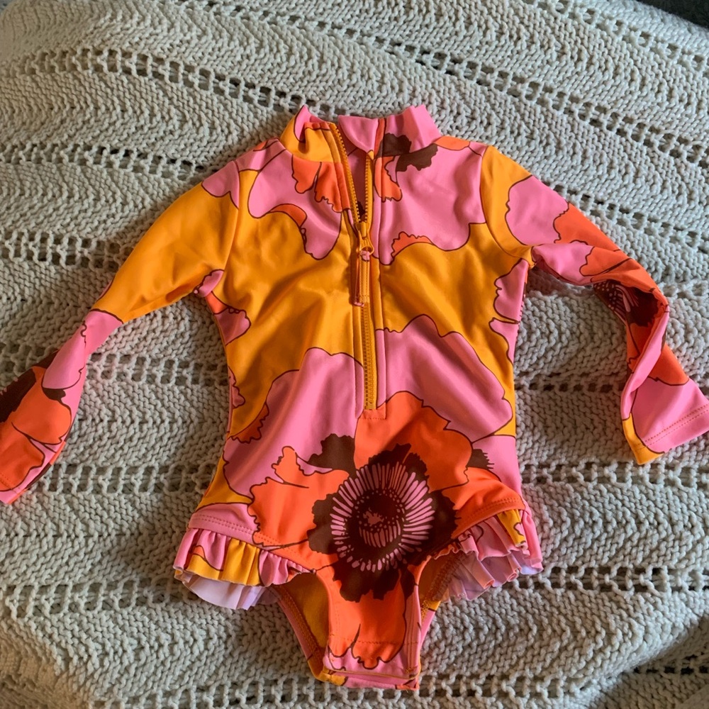 GAP Kids Floral Rashguard - Pink and Orange